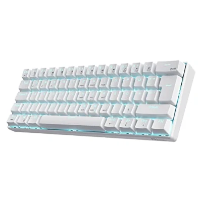 Abbildung von RK ROYAL KLUDGE RK61 DE 60% Bluetooth/kabelgebundene / 2,4 GHz kabellose mechanische Tastatur, 61 Tasten, Hot Swap fähige braune Schalter Gaming kompatibel für Win/Mac, Weiß, QWERTZ