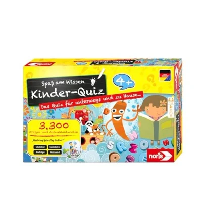 Abbildung von Noris 606013595 Quiz Quizspiel mit 3300 Fragen und Wahlmöglichkeiten, für 1 6 Spieler, ideal Zuhause oder auf Reisen, Kinder ab 4 Jahren