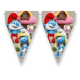 Abbildung von BeenSmile, BANDERIN Schlümpfe Wimpel für Kinder, Kindergeburtstag Dekoration, Partyartikel, Feier und Jubiläum, 1 Stück, 3M