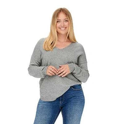 Abbildung von ONLY CARMAKOMA Damen Carmargareta Knt Noos Strickpullover, Medium Grey Melange, 50 52 Große Größen EU