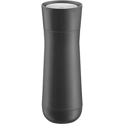 Abbildung von WMF Impulse Isolierbecher 350 ml, Thermobecher mit Automatikverschluss, 360 Trinköffnung, hält Getränke 1 2h warm/kalt, dunkelgrau