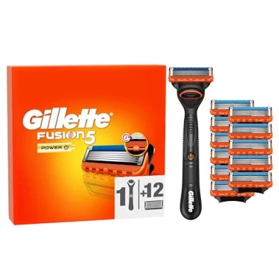 Abbildung von Gillette Fusion5 Power Rasierer für Männer, 1 Rasierer, 12 Ersatzklingen, Mit einem Gleitstreifen ein sanftes Gleiten und 5 Klingen eine gründliche, langanhaltende Rasur