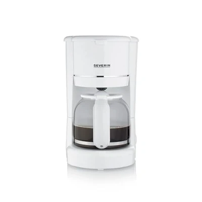 Abbildung von SEVERIN Filterkaffeemaschine mit Glaskanne, Kaffeemaschine Permanentfilter, für bis zu 10 Tassen (1,25L), Warmhalteplatte und Auto Abschaltung, 900 W, weiß, KA 4323