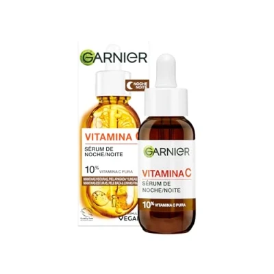 Abbildung von Garnier Anti Flecken Nachtserum mit 10% reinem Vitamin C, klinisch getestete Ergebnisse bei dunklen Flecken, stumpfer Haut und feinen Linien