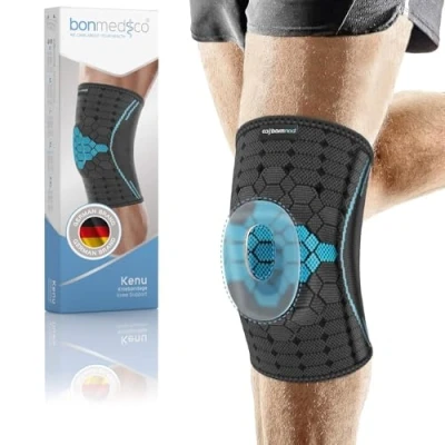 Abbildung von bonmedico Orthopädische Meniskus Kniebandage für Damen u. Herren Bandage Knie Links/Rechts Kraftsport, Fitness, Sport, Arthrose, Alltag Wellness Geschenke Männer und Frauen Grau, L
