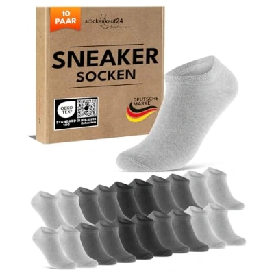 Abbildung von 10 Paar Sneaker Socken Herren Damen Baumwolle Komfortbund ohne Naht 70102T WP (Grau Anthrazit 43 46)