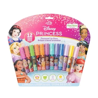 Abbildung von Disney Princess 12 teiliges Set, Lipgloss auf Pflanzenbasis, Erstes Make up Set für Mädchen, Perfekt Partys, Pyjama Ab 3 Jahren, von Townley Girl