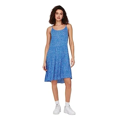 Abbildung von ONLY Damen Kleid U Ausschnitt schmale Träger ärmellos kurzes Sommer Dress, Farben:Blau, Größe:XS