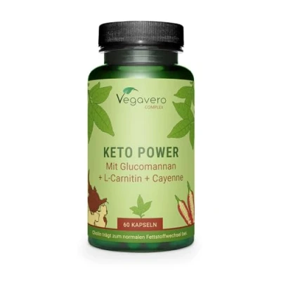 Abbildung von Keto POWER Abnehmen* &amp; Stoffwechsel** Hochdosiert mit Glucomannan, Apfelessig, Cholin und L Carnitin Diät Vegan Ohne Zusätze 60 Kapseln Deutsche Produktion von Vegavero®