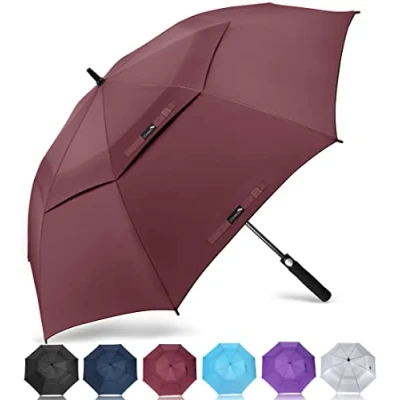 Abbildung von ZOMAKE Regenschirm Sturmfest Groß,XL Golf Umbrella Stockschirm mit Auf Zu Automatik für Herren Damen Travel Schirm Tragegurt(rot)