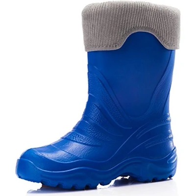 Abbildung von Ladeheid Kinder Mädchen Jungen federleichte Eva Thermo Gummistiefel gefüttert LA 861 (Blau2727c/Grau, 24/25 EU)