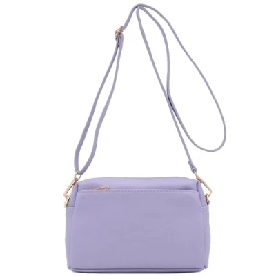 Abbildung von FashionPuzzle Kleine Umhängetasche mit 3 Reißverschlüssen., Violett (lavendel), Einheitsgröße
