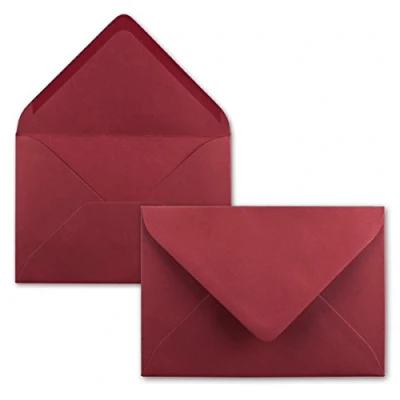 Abbildung von 75 Brief Umschläge Dunkel Rot DIN C6 114 x 162 mm Kuverts mit Nassklebung ohne Fenster für Gruß Karten &amp; Einladungen FarbenFroh by GUSTAV NEUSER
