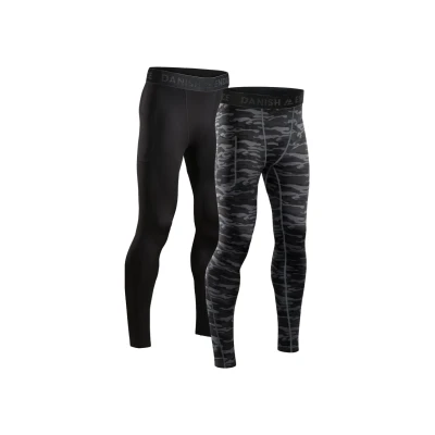 Abbildung von Danish Endurance Compression 2 PACK Unterhose lang Multicolor black grey camo, Herren, Größe: Large, camo