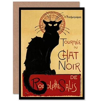 Abbildung von Wee Blue Coo Black Chat Noir Paris Rodolphe Vintage Cabaret Ad Geburtstagskarte