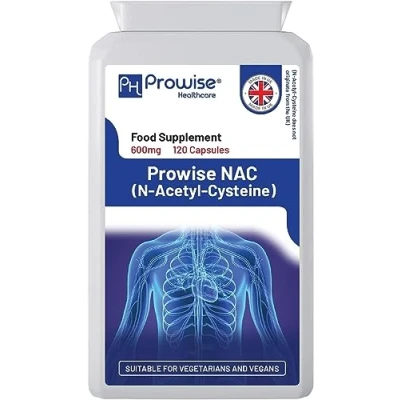 Abbildung von NAC N Acetyl Cystein 600 mg 120 Kapseln UK Hergestellt GMP Standards von Prowise Healthcare Geeignet für Vegetarier und Veganer