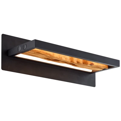 Abbildung von Brilliant LED Wandleuchte "Chaumont" Warmweiß Breite 35 cm, 930 lm, Aluminium/Metall/Holz, schwarz/holz