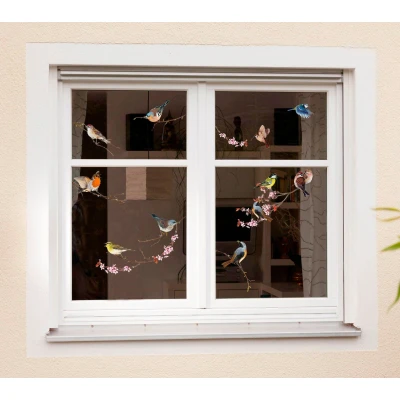 Abbildung von Komar Fenstersticker Vögel Birds 2 Bogen in der Größe 31 x cm Fensteraufkleber, Fensterdeko, Fensterfolie, Blaumeise, Kohlmeise, Rotkehlchen, Gartenvögel, gegen Vogelschlag