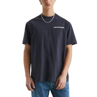 Abbildung von Marc O&#039;Polo Denim Orange Fibre Capsule Graphic Tshirt print, Herren, Größe: Large, True navy