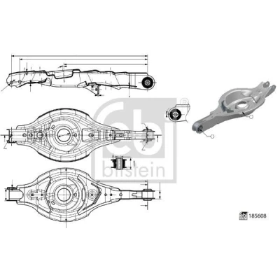 Abbildung von FEBI BILSTEIN 185608 Querlenker mit Lager Hinterachse links, außen, unten Stahlblech MAZDA: CX 5 I