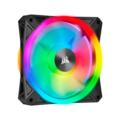 Abbildung von Corsair iCUE QL120 RGB, 120 mm RGB LED PWM Lüfter (34 Einzeln Ansteuerbare LEDs, Schwindigkeiten Bis zu 1,500 U/Min, Geräuscharm) Einzelpackung schwarz