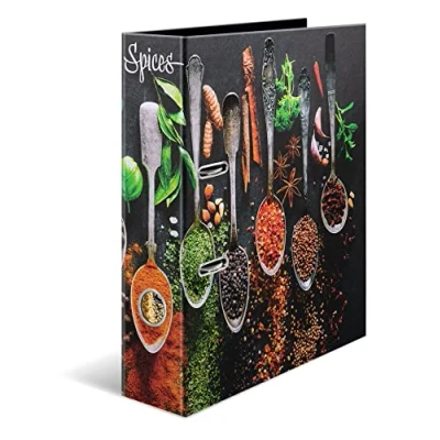 Abbildung von HERMA Ordner A4 Gewürze, 7 cm breit, Rezeptordner zum Selberschreiben und Abheften, Küchen Motiv Rezeptbuch mit glänzender Veredelung Innendruck für Kochrezepte