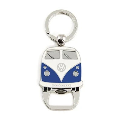 Abbildung von BRISA VW Collection Volkswagen Schlüssel Anhänger Ring Schlüsselbund Accessoire Keyholder mit Bier Flaschen Öffner im T1 Bulli Bus Design (Blau)
