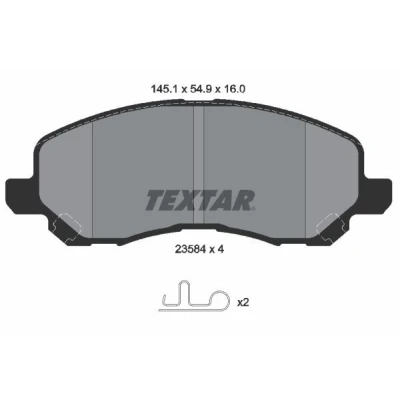 Abbildung von TEXTAR 2358403 Bremsbelagsatz mit akustischer Verschleißwarnung JEEP: Compass, Patriot, DODGE: Caliber, Avenger Saloon, HYUNDAI: H 1 / iLoad Cargo