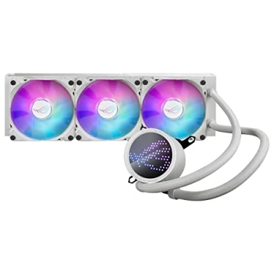 Abbildung von ASUS ROG Ryuo III 360 ARGB White Edition All in One Flüssig CPU Kühler (3x adressierbare 120 mm Radiatorlüfter, Anime Matrix LED Anzeige, Intel LGA 1700, 115x, 1200 &amp; AM4, AM5 Sockel, weiß)
