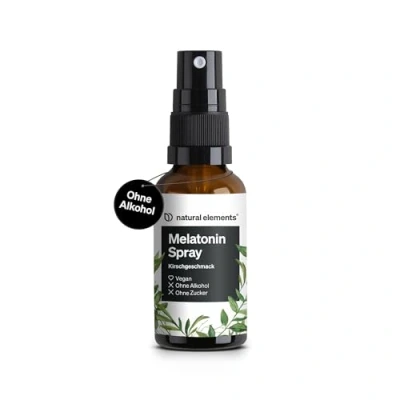 Abbildung von Melatonin Spray Kirsche 0,5 mg pro Tagesdosis Zuckerfrei mit Vitamin B1 und B6 30 ml, vegan, in Deutschland produziert