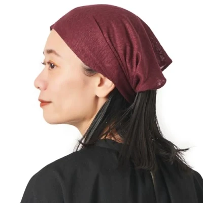 Abbildung von CHARM Leinen Haarband Herren Bandana Damen Piraten Stirnband Kopftuch Kopf Band Elastisch Sport Mode Burgund