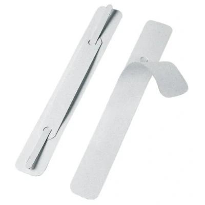 Abbildung von VELOFLEX 2802000 Schnellheftermechanik 150 x 20 mm, selbstklebend, PP, Heftzunge aus Metall, 100 Stück, weiß