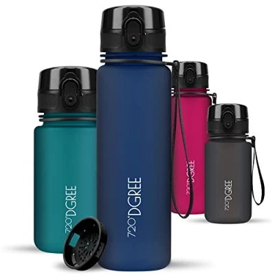 Abbildung von 720DGREE Trinkflasche Kinder 500ml “uberBottle“ softTouch +Sieb Auslaufsicher, BPA Frei Flasche für Schule, Sport, Fitness Wasserflasche aus Tritan Schmal, Leicht, Stoßfest, Wiederverwendbar