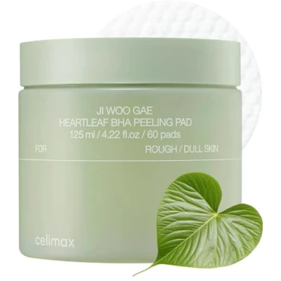 Abbildung von Celimax Ji.Woo.Gae Heartleaf BHA Peeling Pad, glattes aber effektives Gesichtspeeling Toner 60 Stück