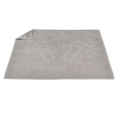 Abbildung von Carenesse 2er Set Badvorleger mit Fußabdruck 50 x 70 cm grau I Saugstarke Badematte aus Baumwolle: Premium Hotelqualität Öko Tex 100 Badematten kurzflorig Duschvorleger dick &amp; fusselfrei
