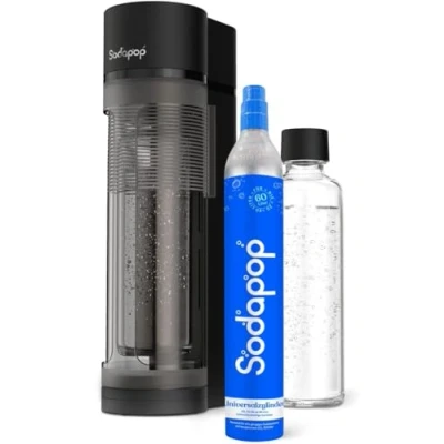 Abbildung von Sodapop Wassersprudler Logan, inkl. 1x Glasflasche (850 ml) und CO₂ Zylinder, Matt Schwarz, Höhe 42,6 cm