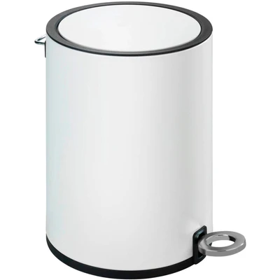 Abbildung von WENKO Kosmetikeimer Mod. Monza 3 Liter, Bad Treteimer mit Easy Close Absenkautomatik, integrierter Müllbeutelhalter, Weiß matt