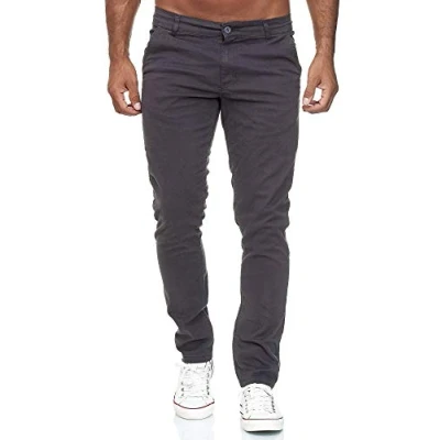 Abbildung von Elara Herren Chino Hose Slim Fit Stretch Chunkyrayan MEL009 Anthrazit 38/32