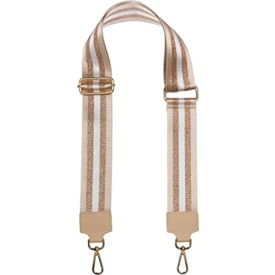Abbildung von styleBREAKER Breiter Taschen Schulterriemen verstellbar mit Metallic Streifen Muster, Wechsel Taschengurt, Handyband, Handykette 02013029, Farbe:Beige Rosegold