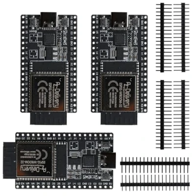 Abbildung von AZDelivery 3 x ESP32 Board Dev Kit C V4 NodeMCU WLAN WiFi Development unverlötet mit USB Anschluss kompatibel Arduino inklusive E Book! (Nachfolger Modul von C)