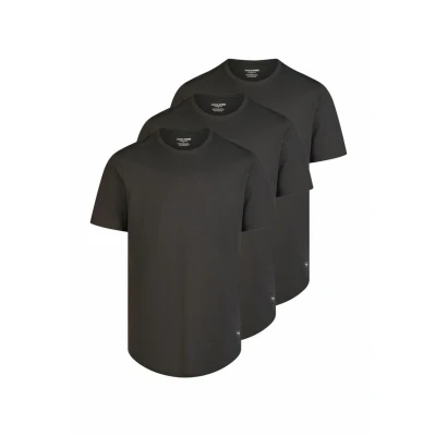 Abbildung von JACK &amp; JONES Tshirt Herren lang geschnitten Set 100% Bio Baumwolle Regular Fit JJENOA 3er Pack Rundhals Kurzarm Sommer Organic Basic Tee Shirt, Größe:S, Farbe:Pack 4 (Black)
