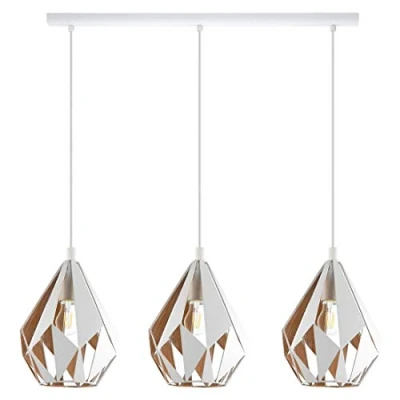 Abbildung von Eglo 43002 Pendelleuchte CARLTON 1 weiß, gold E27 3X40W L:80,5cm B:20,5cm H:110cm dimmbar