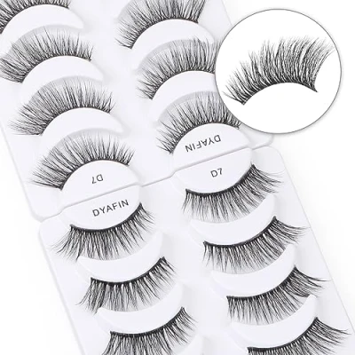 Abbildung von DYAFIN 3D Wimpern 8 Paar, Natürliche Künstliche Set Fake Lashes Wiederverwendbar Handgemachte Leichte Falsche