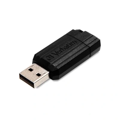 Abbildung von Verbatim PinStripe USB Stick 8GB, 2.0, Speicherstick, für Laptop Notebook Ultrabook TV Autoradio, 2.0 Stick, Datenstick mit Schiebemechanismus, Schwarz