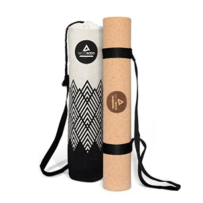 Abbildung von Yogamatte Kork getestet mit SEHR GUT 4 mm Stärke vegan &amp; nachhaltig Yoga Matte aus Kautschuk und inklusive Yogatasch