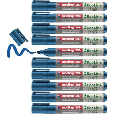 Abbildung von edding 29 Ecoline Whiteboardmarker blau 10 Whiteboard Stifte Keilspitze 1 5 mm Boardmarker abwischbar Whiteboard, Flipchart, Magnettafel, Pinnwand, Memoboard Sketchnotes nachfüllbar