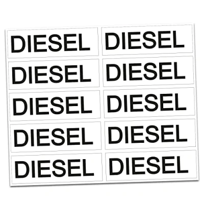 Abbildung von Finest Folia 10 x Aufkleber Kraftstoff Kennzeichnung Tankdeckel Auto Hinweis Brennstoffe AdBlue Benzin Gemisch Diesel Wasser Super (R022 04 Diesel)