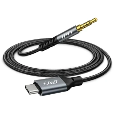 Abbildung von J&amp;D USB C auf 3,5 mm Audio Adapter, TRRS Kopfhörer Auto Stereo Kabel Kompatibel mit iPhone 15 Serie und Galaxy S24 Serie, 1 Meter