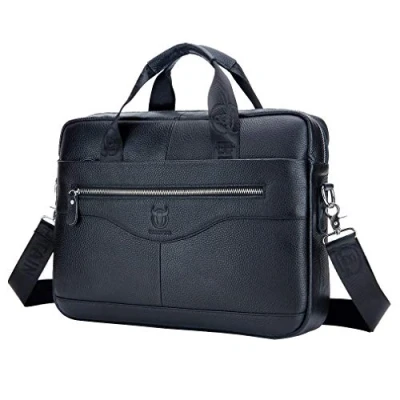 Abbildung von Xieben Leder Schultertasche Messenger Bag für Herren Frauen Hangbag Reisen Outdoor Business Büro Fanny Pack Geldbörse Gürtel Umhängetasche Schwarz