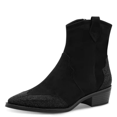 Abbildung von MARCO TOZZI Damen Stiefeletten mit Absatz Cowboy Spitz, Schwarz (Black), 38 EU